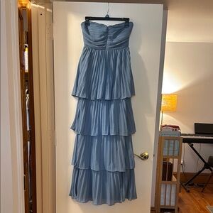 Lulu's Blue Strapless Tiered Gown for Weddings Size Small
